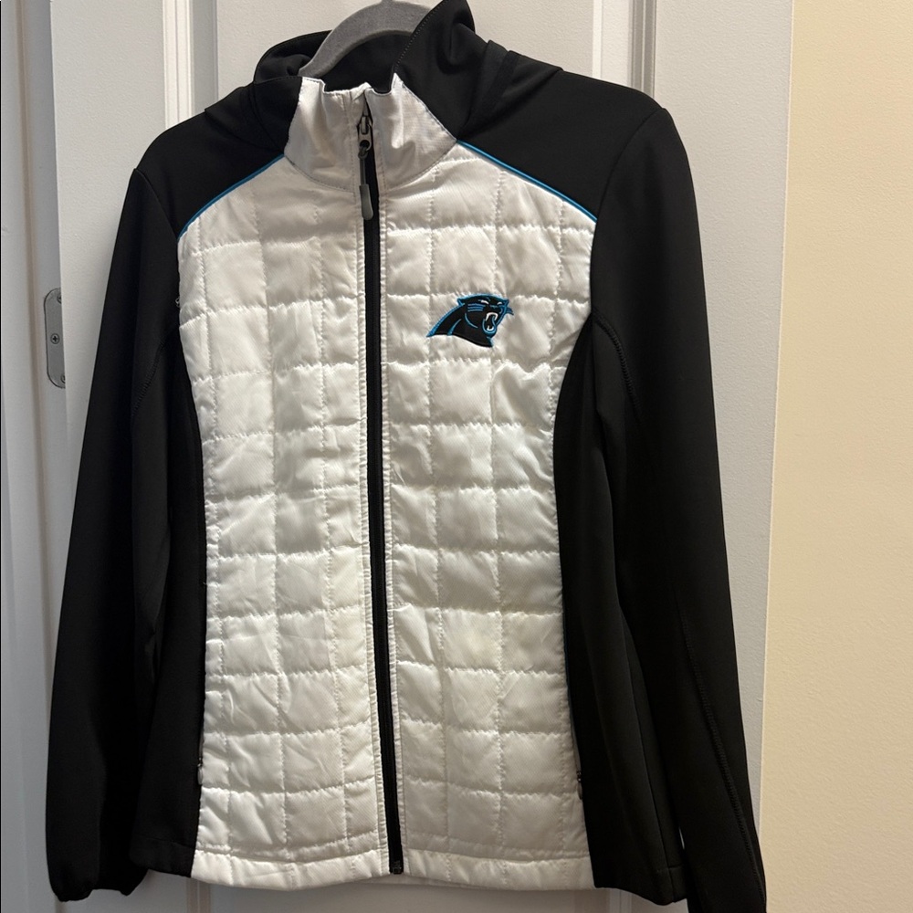 SOLD NFL Women's Black and White Quilted Carolina’s Panthers Jacket